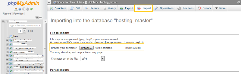 Import Database MySQL